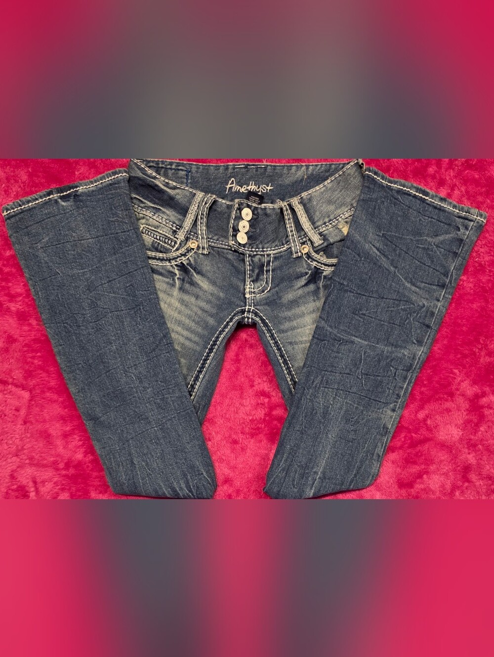 Amethyst Low Rise Bootcut Women's Dark Wash Blue Jeans Size 0